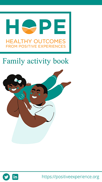 Cover of HOPE Family Activity Book showing illustration of a father and daughter