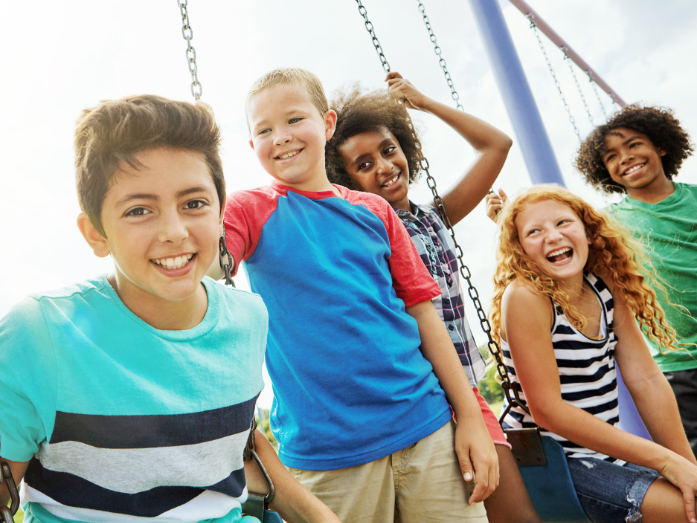 kids on swings